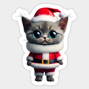 Red Cute kitty Christmas Dabbing Cut Santa Sticker